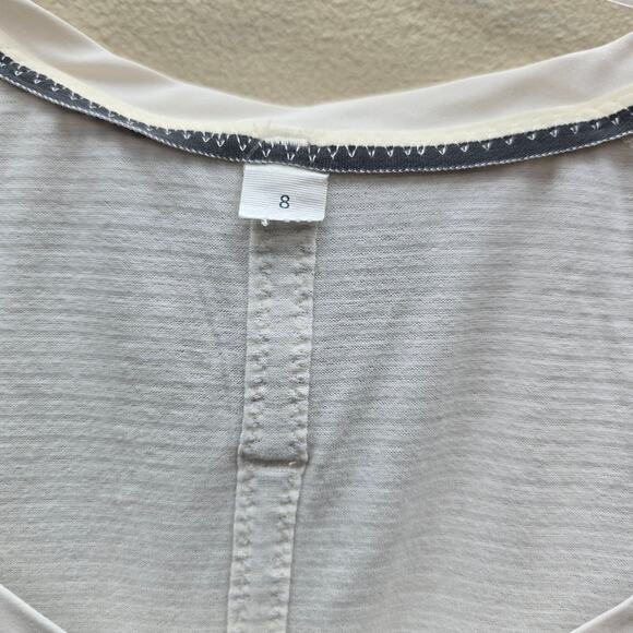 Lululemon Subtle Striped Cap Sleeve T Shirt Top Pullover Stretch Cream Size 8 - Picture 4 of 4